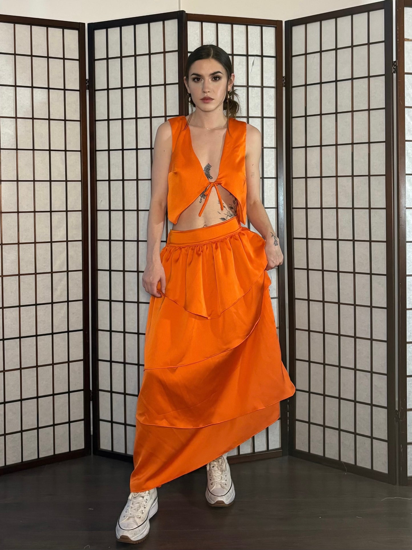 Petalo De Rose Vest - Drunk Orange