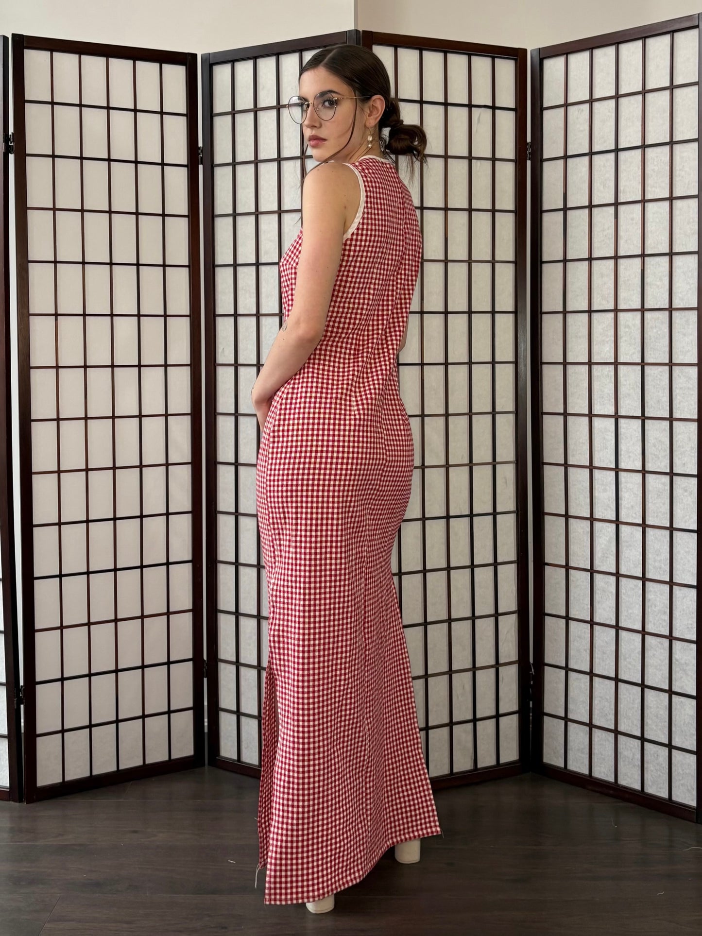 Peek-A-Boo Dress - Red Gingham