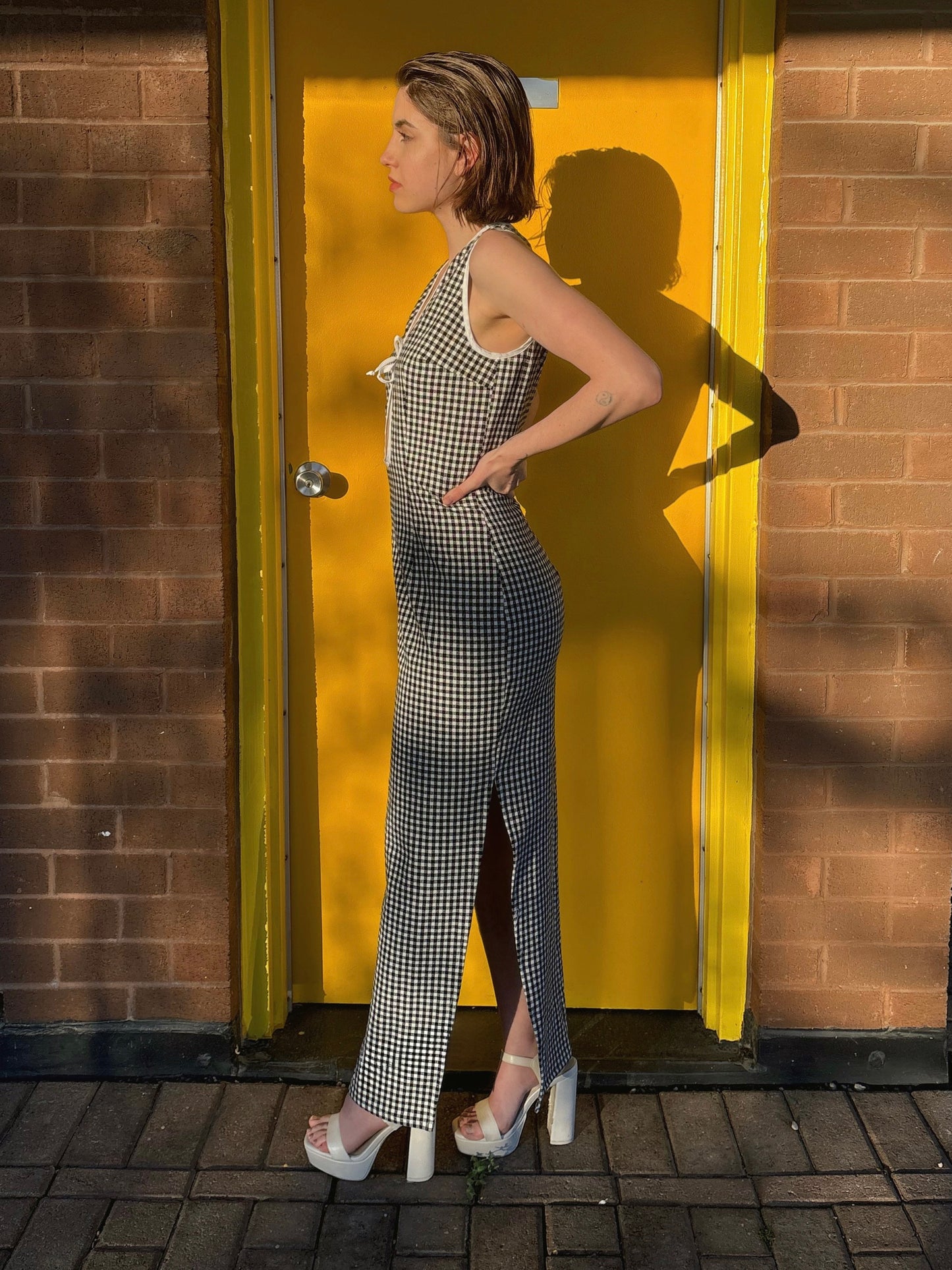 Peek-A-Boo Dress - Black Gingham