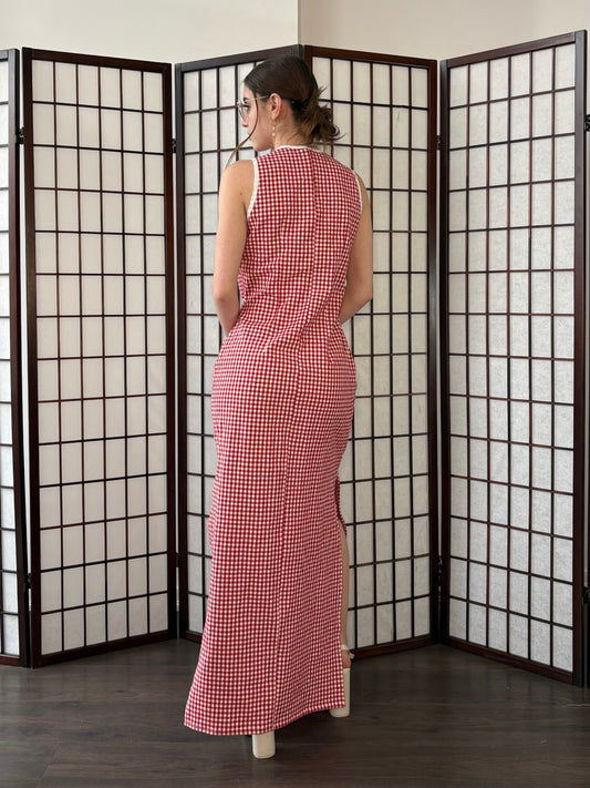 Peek-A-Boo Dress - Red Gingham