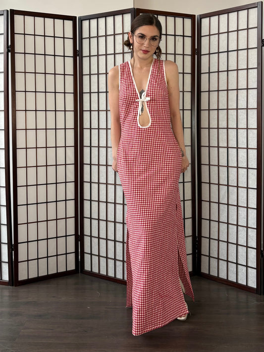 Peek-A-Boo Dress - Red Gingham